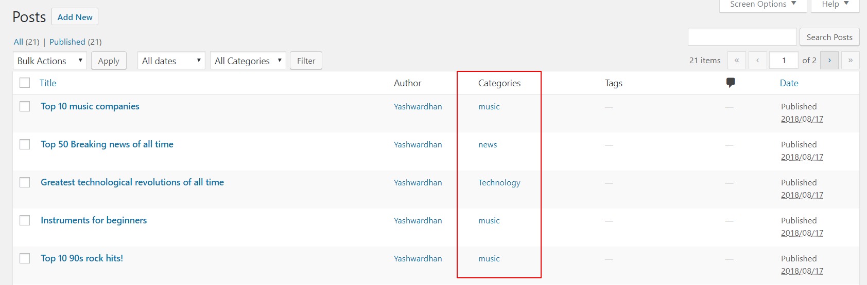 Add Category Accordingly