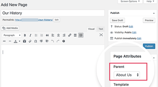 Create Subpage