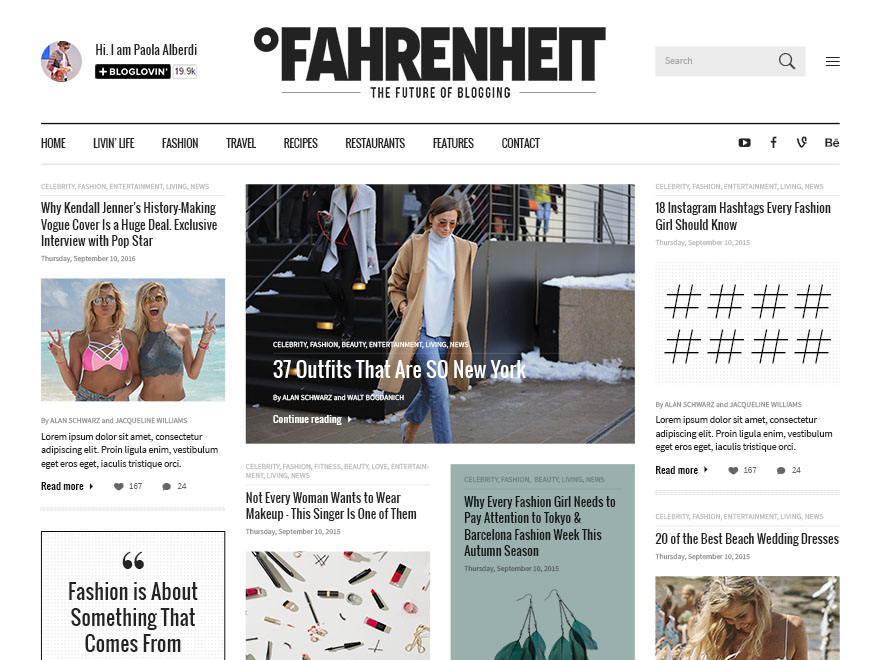 Fahrenheit - Responsive Personal WordPress Blog Theme