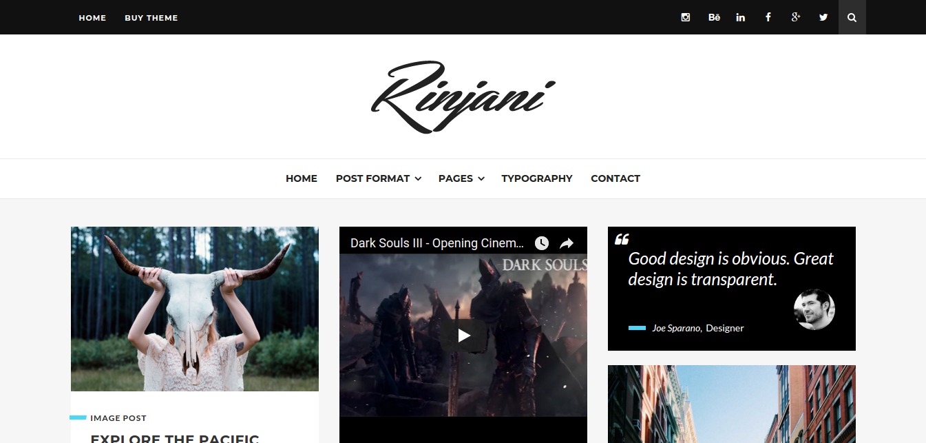 Rinjani – a Responsive Grid Blog Theme