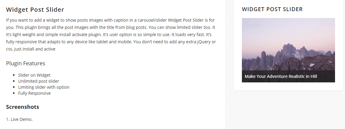 Widget Post Slider WordPress Plugin
