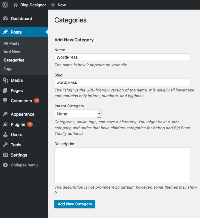 Add post category data