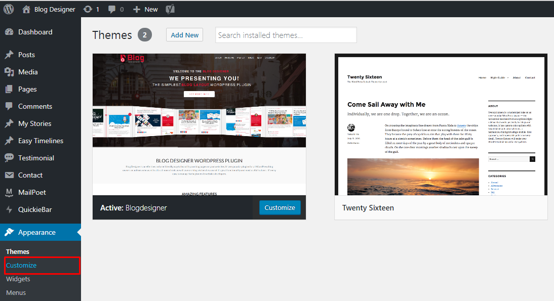 wordpress cuastomization